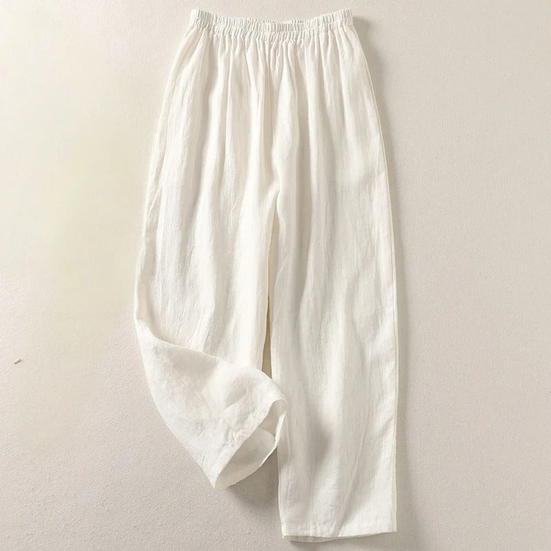 Amalia™ - Pantaloni fluidi in cotone e lino