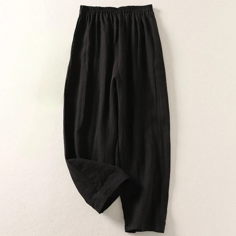 Amalia™ - Pantaloni fluidi in cotone e lino