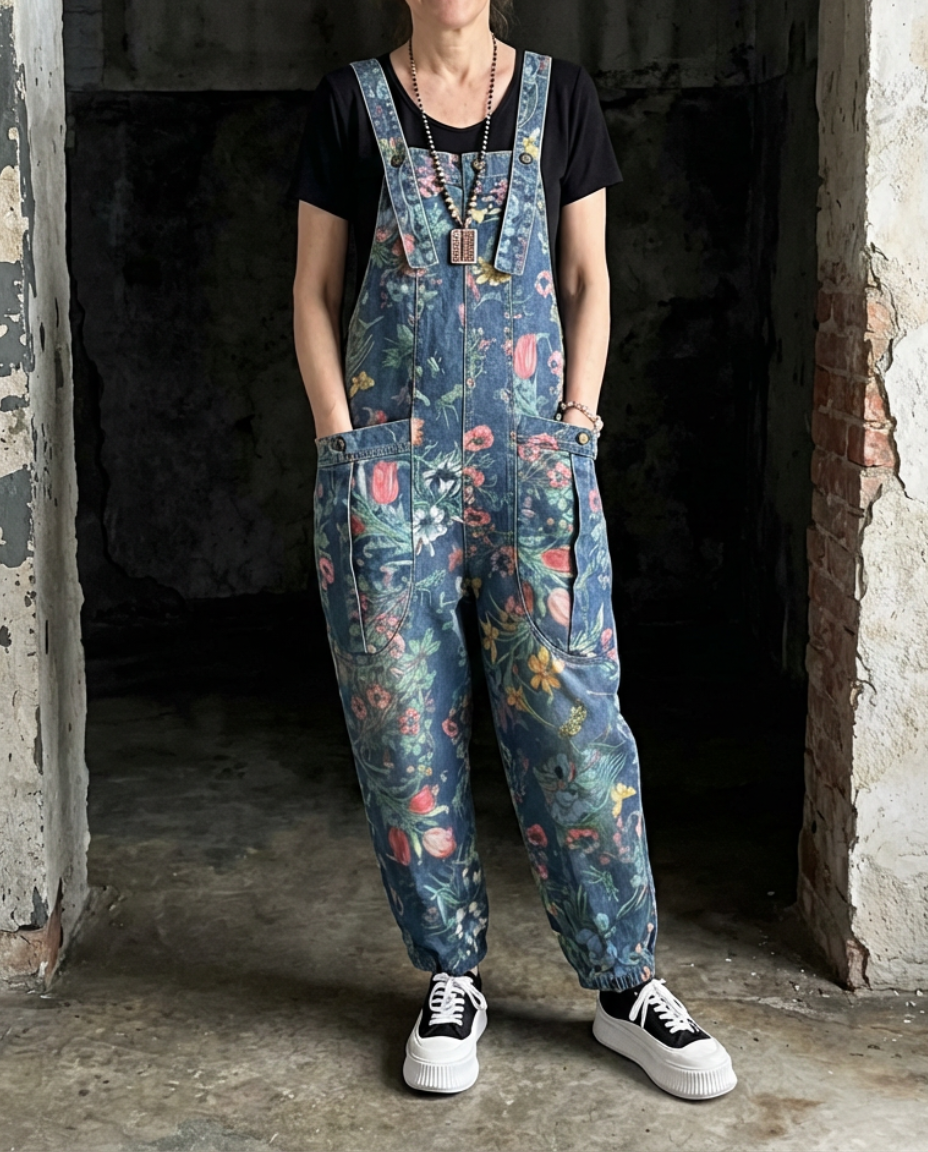 Flora | Overoles Baggy con Estampado Floral
