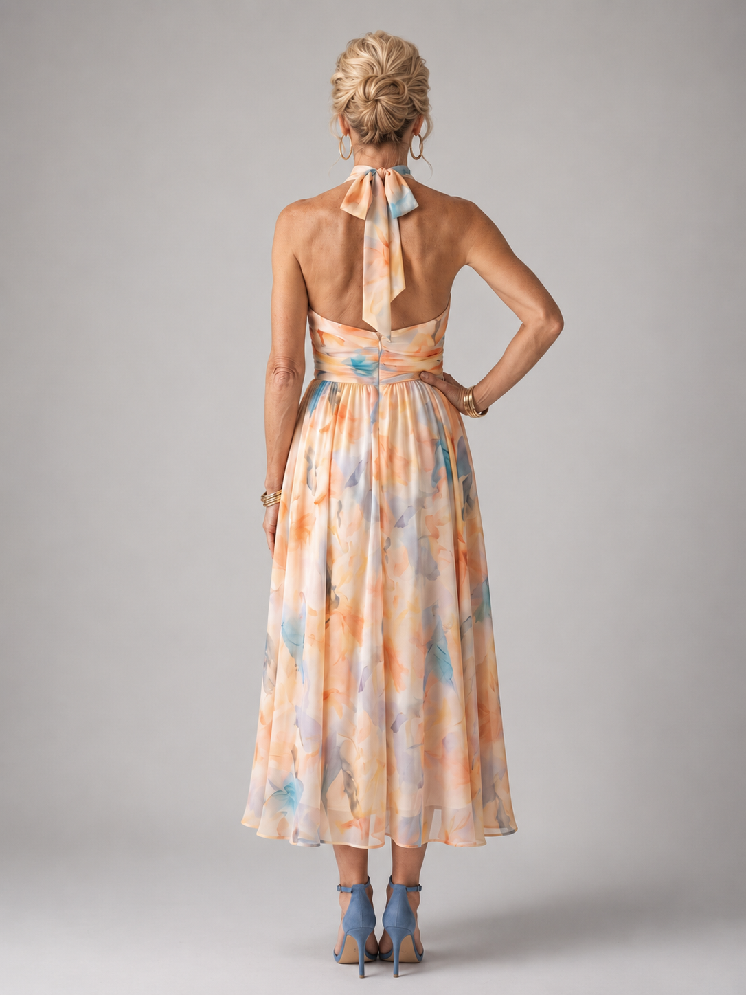 Antonia | Abito midi con scollo all'americana