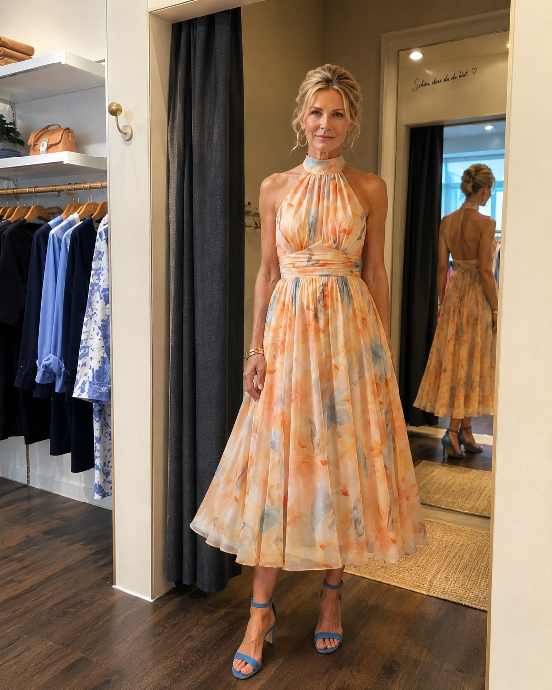 Antonia | Abito midi con scollo all'americana