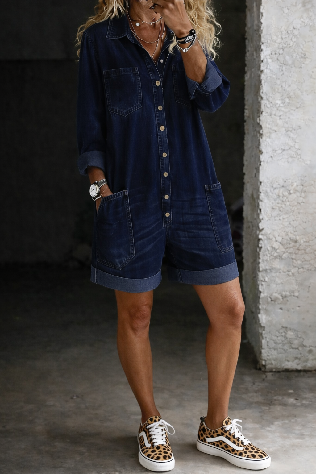 Nora | Mono de Denim Casual con Pantalones Cortos