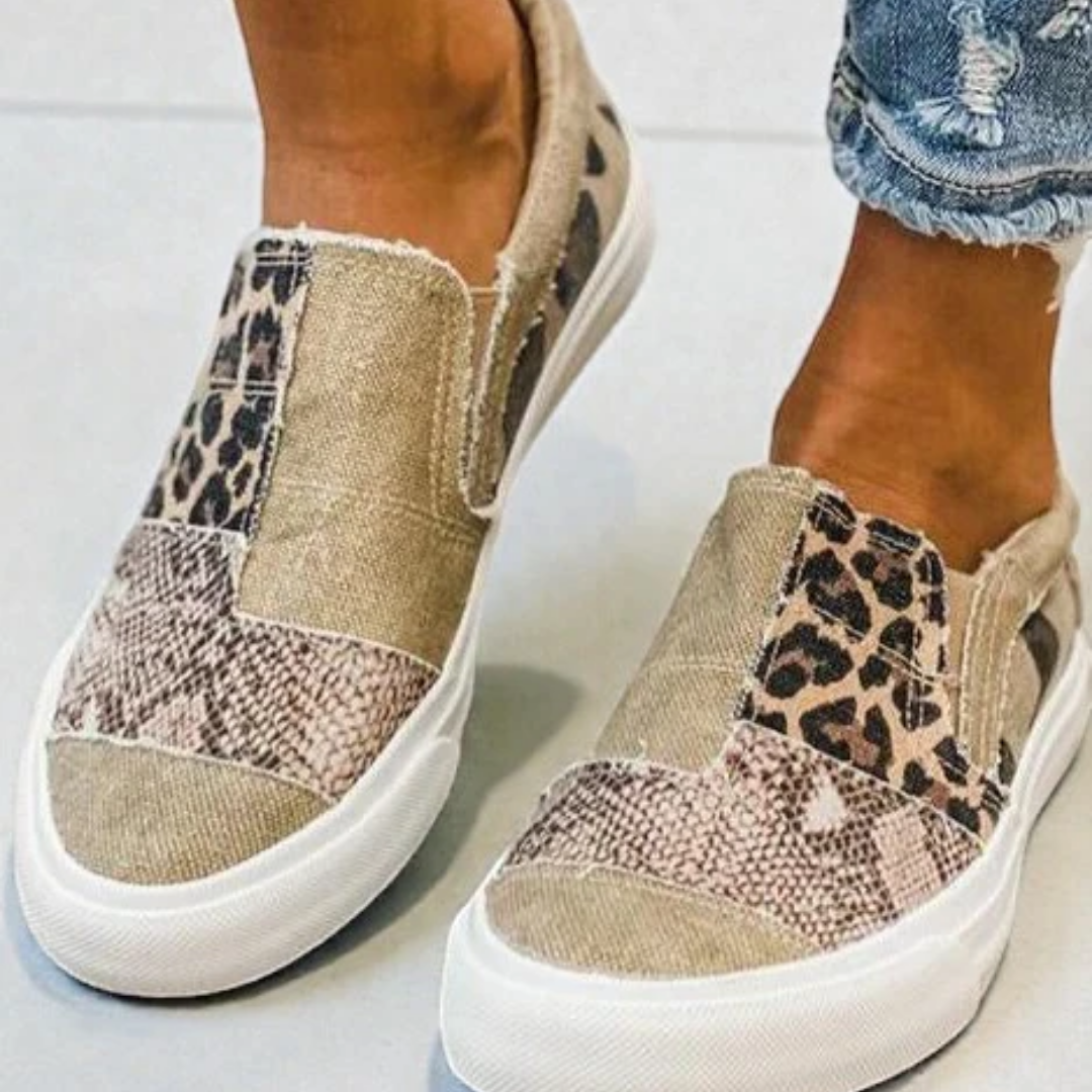 Quinny | Zapatos de lona casual con estampado de leopardo