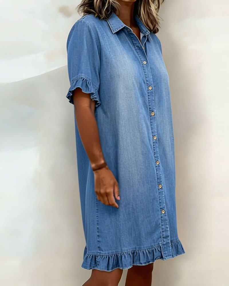 Maria | Abito in Denim Comodo con Pieghe Valorizzanti