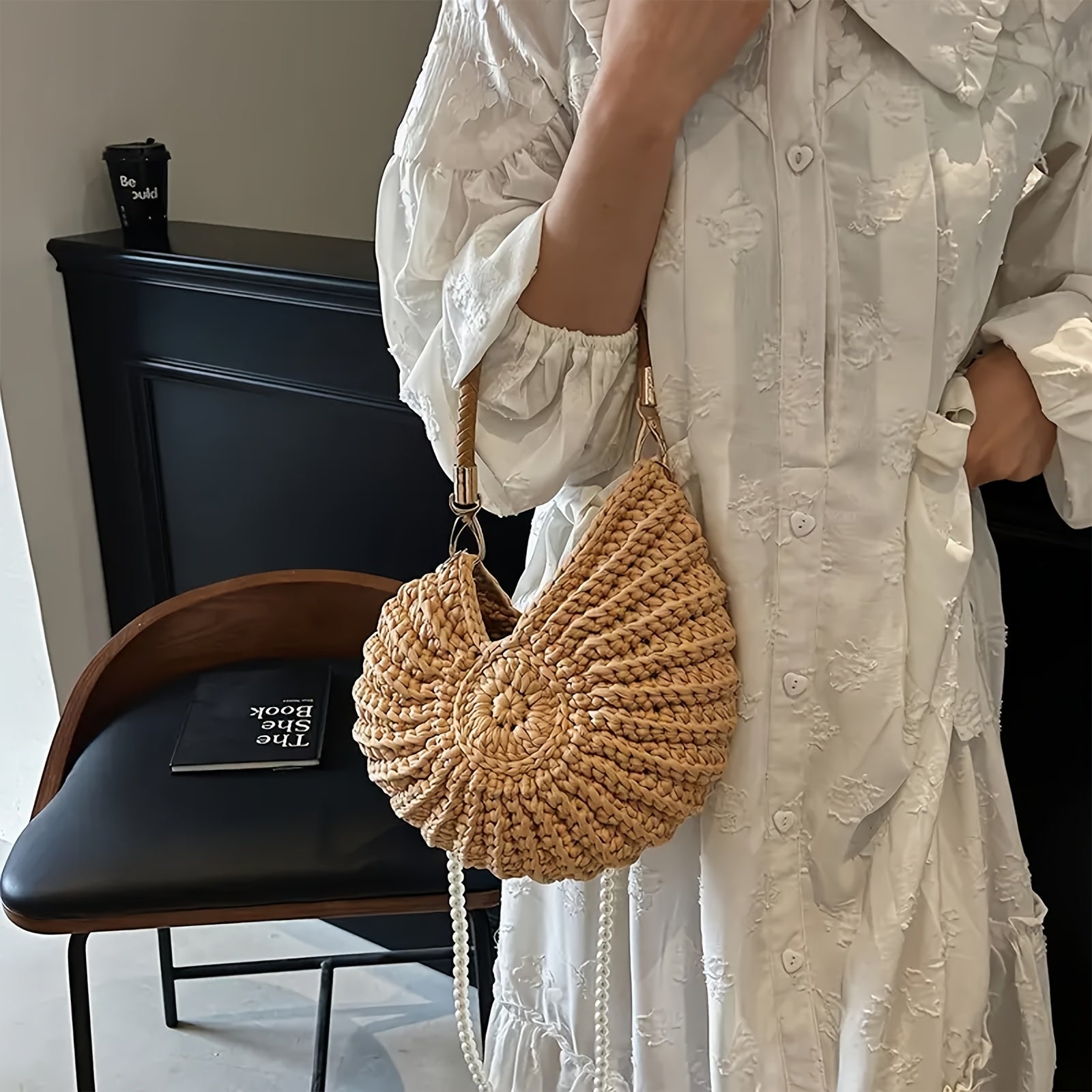 Orsola | Borsa Tote Intrecciata con Cinghia a Catena - Nero
