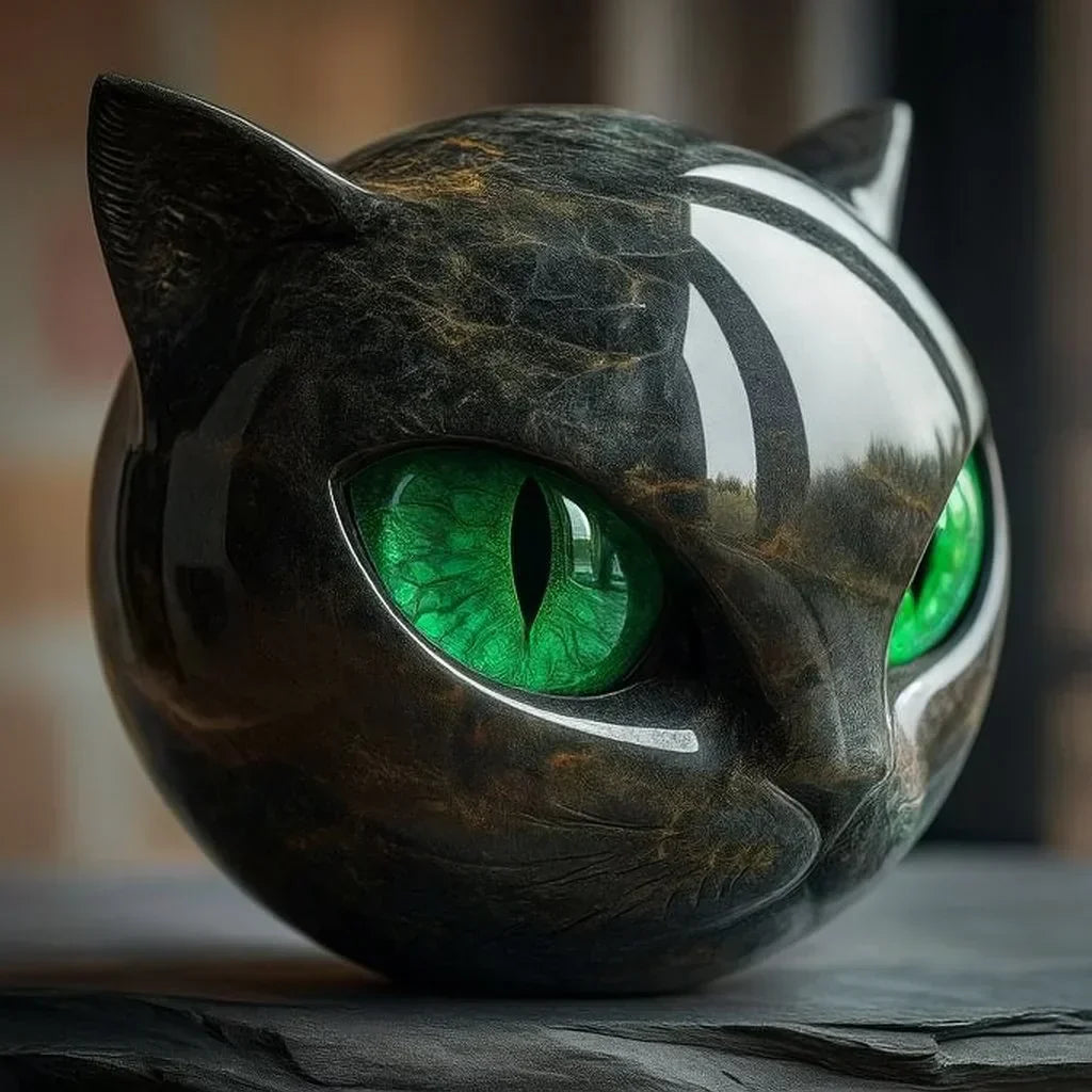 NyxCharm - Scultura di Gatto Nero Mistico