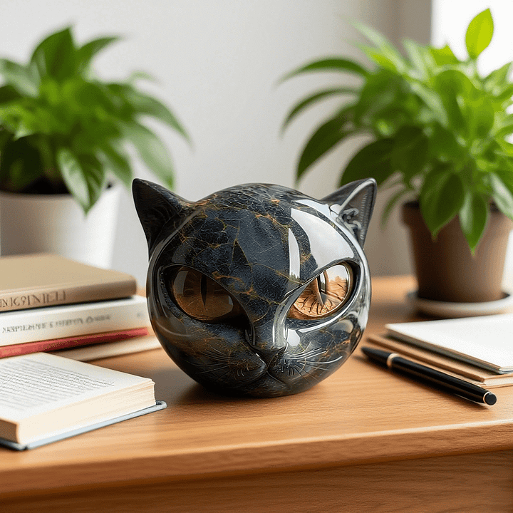 NyxCharm - Scultura di Gatto Nero Mistico