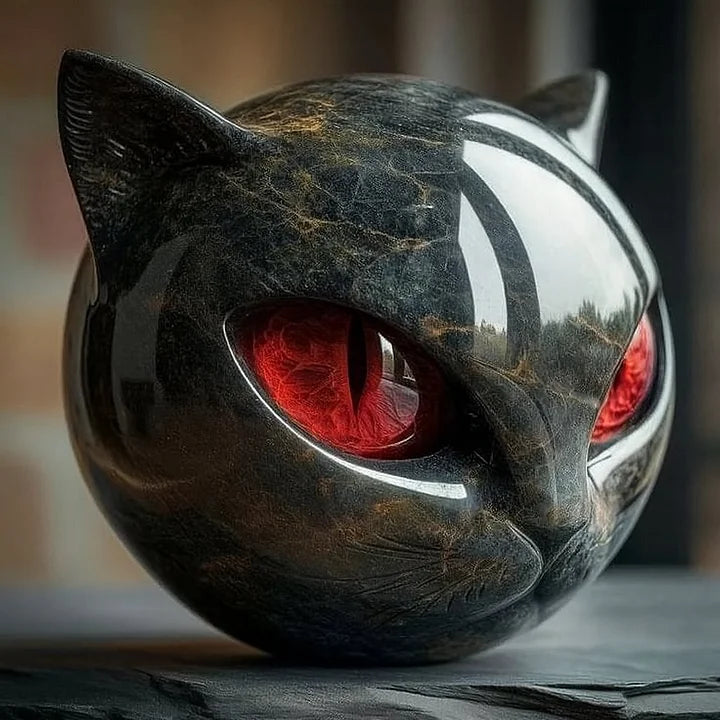 NyxCharm - Scultura di Gatto Nero Mistico
