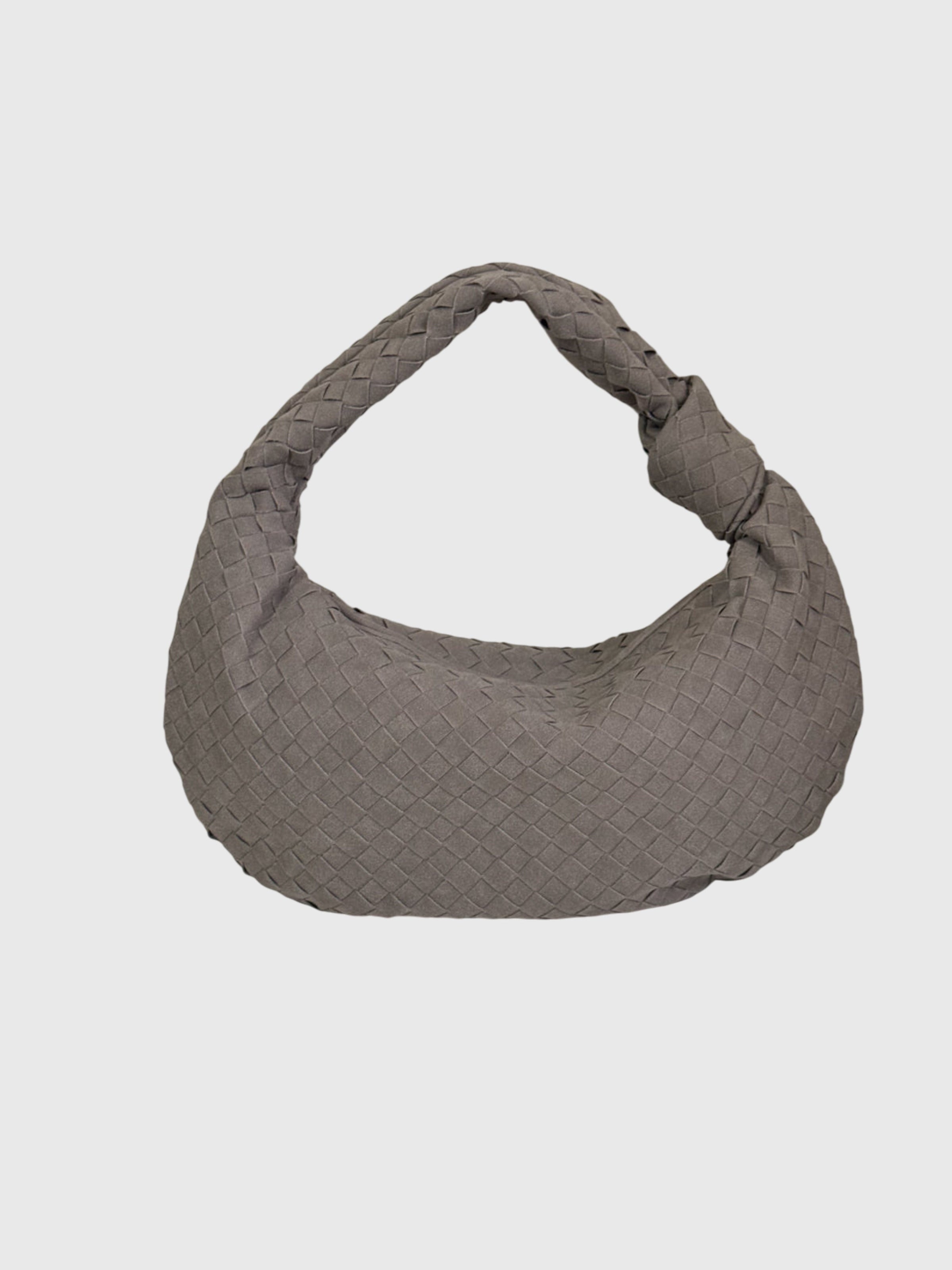 Celeste | Borsa Media Suede Intrecciata con Nodo