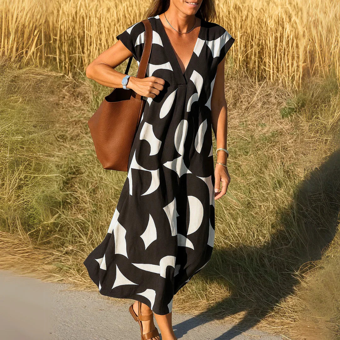 Olivia - Vestido Cómodo y Elegante con Estampado Abstracto