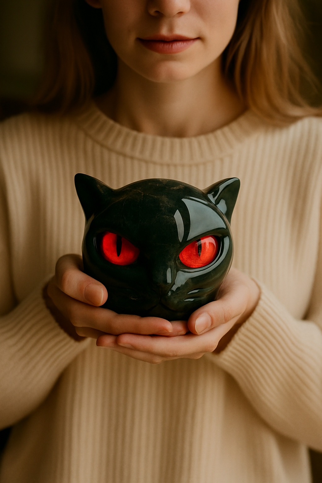 NyxCharm - Scultura di Gatto Nero Mistico