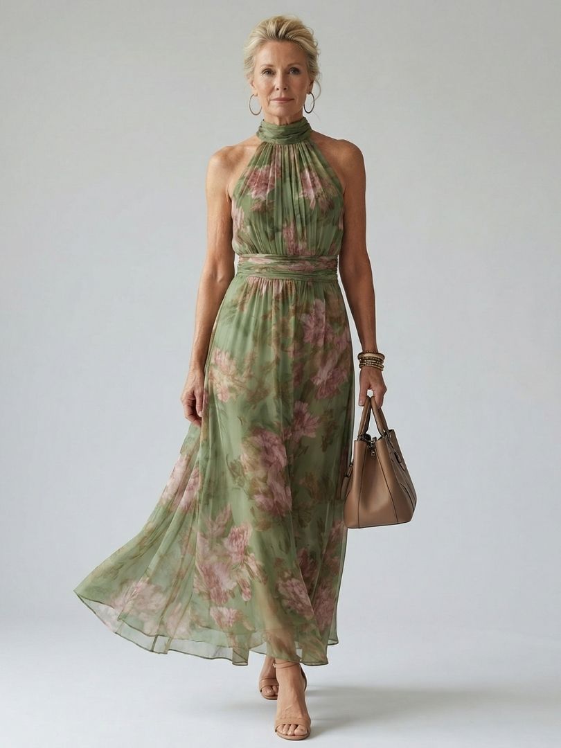 Mirella | Abito Midi con Scollo All’Americana Arricciato