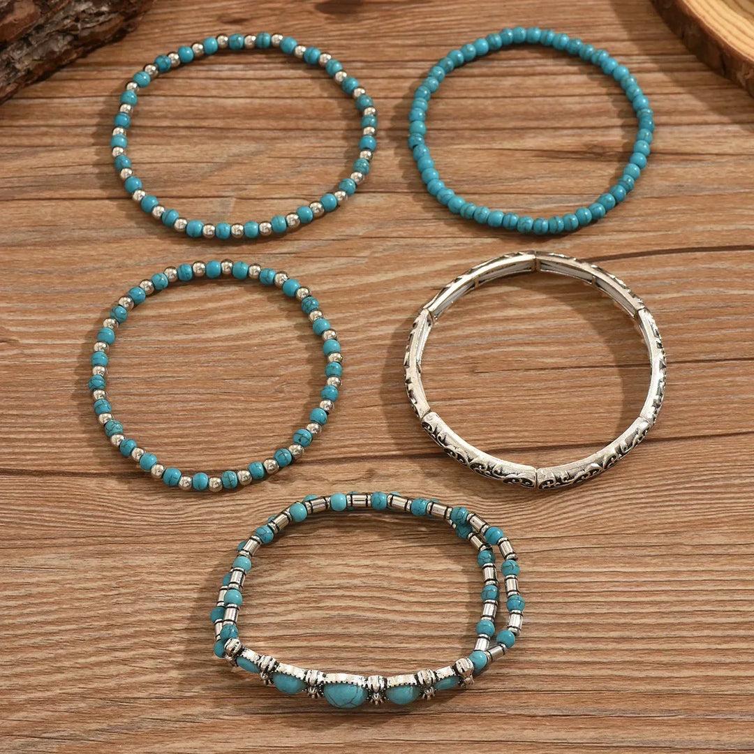 Set di braccialetti boho con perle turchesiti
