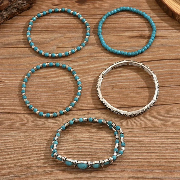 Set di braccialetti boho con perle turchesiti