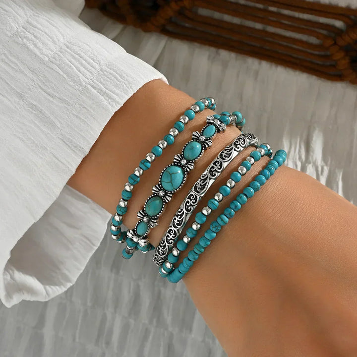 Set di braccialetti boho con perle turchesiti
