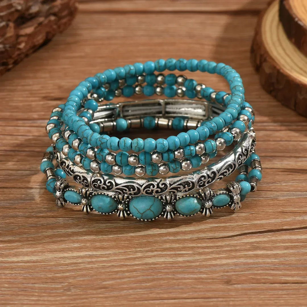 Set di braccialetti boho con perle turchesiti