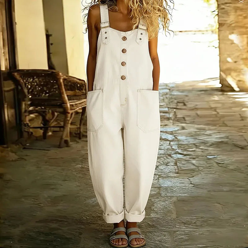 Saylor | Overoles de aspecto vintage en denim suave con tirantes ajustables