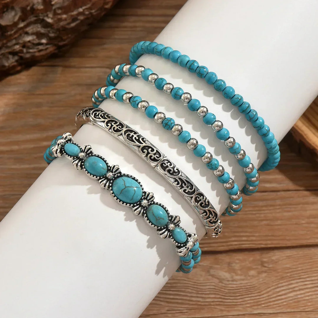 Set di braccialetti boho con perle turchesiti
