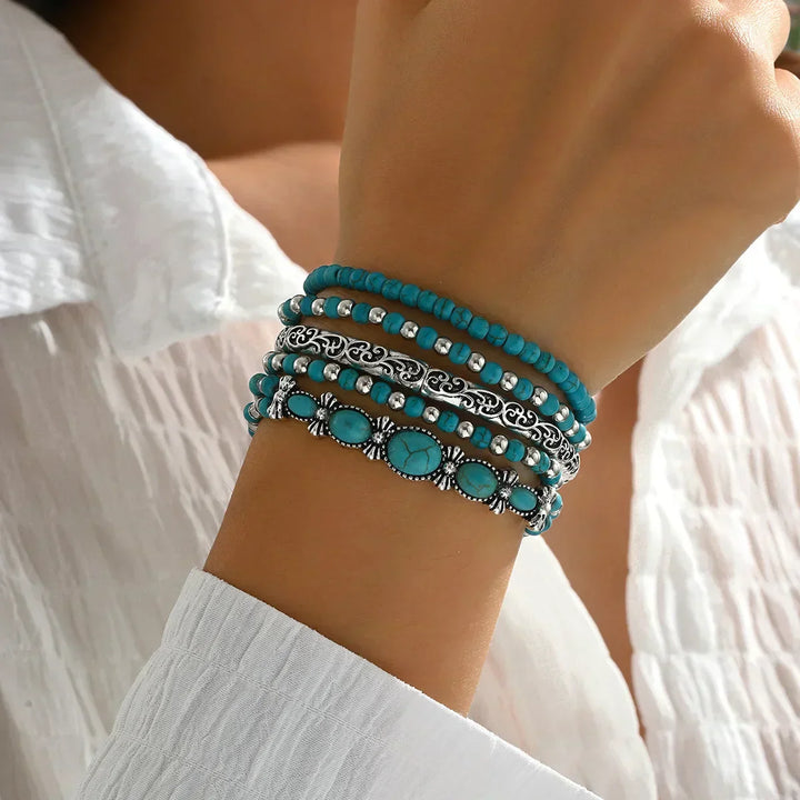 Set di braccialetti boho con perle turchesiti