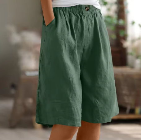 Hana™ | Pantaloni Corti in Lino con Vita Elasticizzata