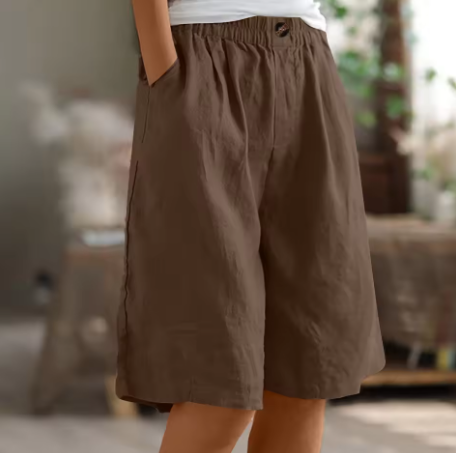 Hana™ | Pantaloni Corti in Lino con Vita Elasticizzata