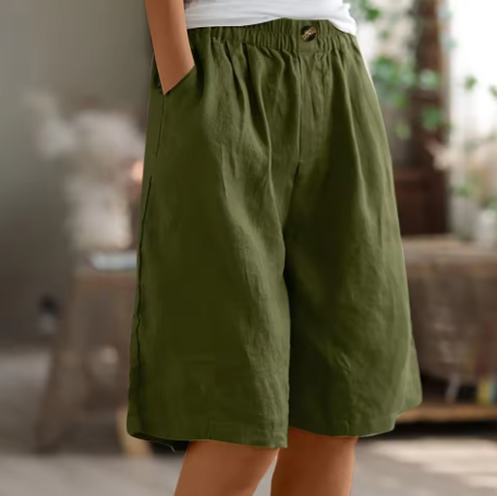 Hana™ | Pantaloni Corti in Lino con Vita Elasticizzata