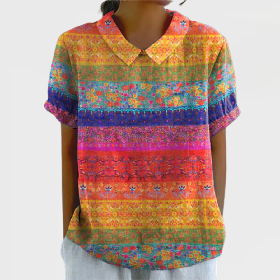 Ivy | Camicia a Righe con Motivo Floreale