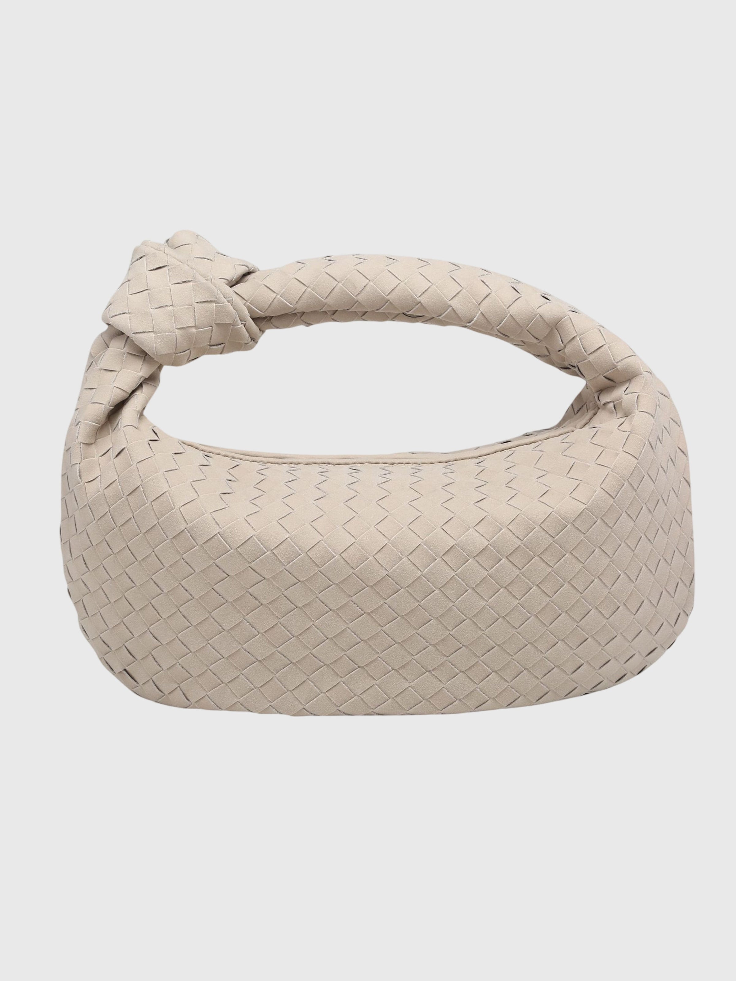 Celeste | Borsa Media Suede Intrecciata con Nodo