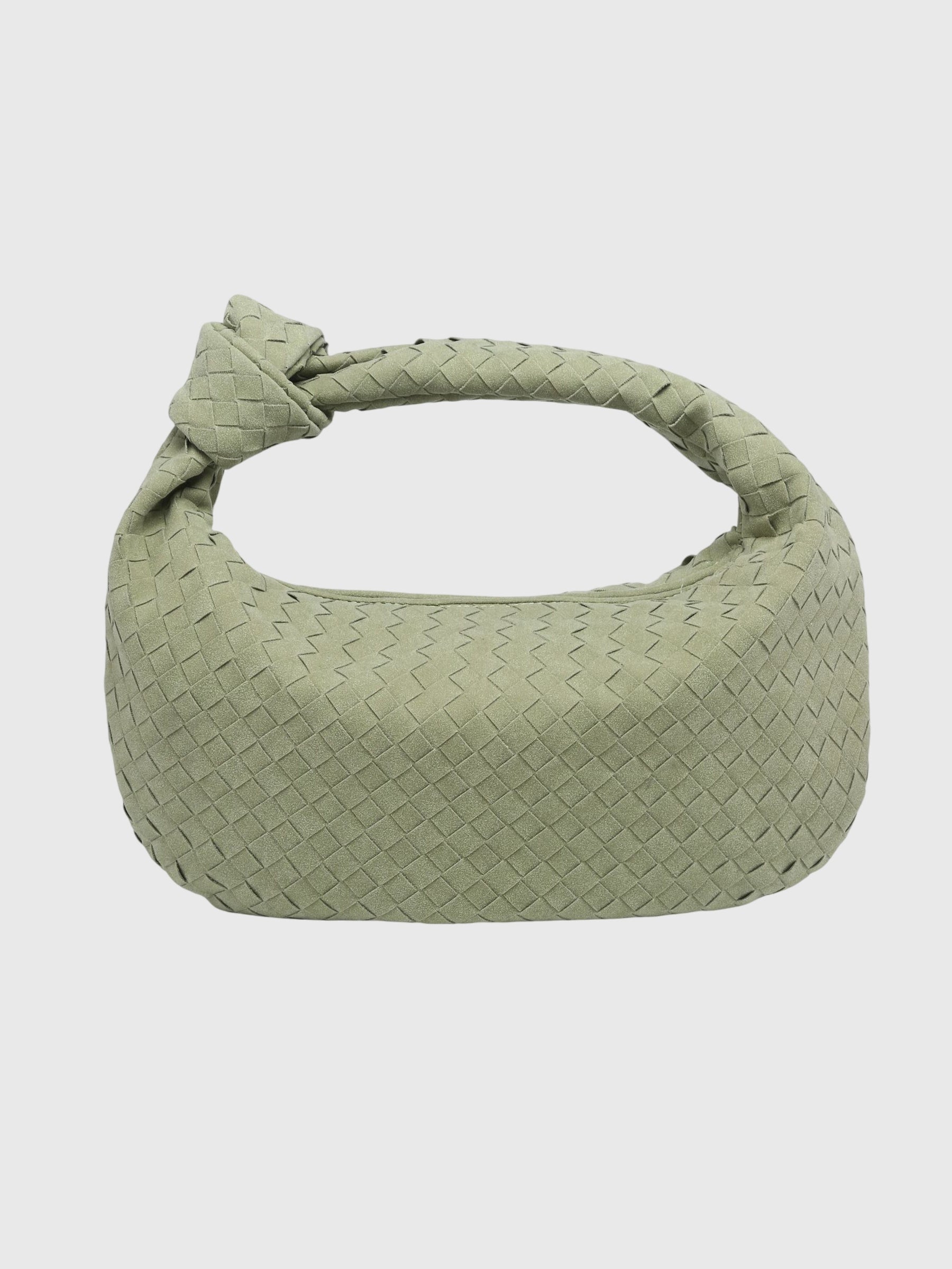 Celeste | Borsa Media Suede Intrecciata con Nodo