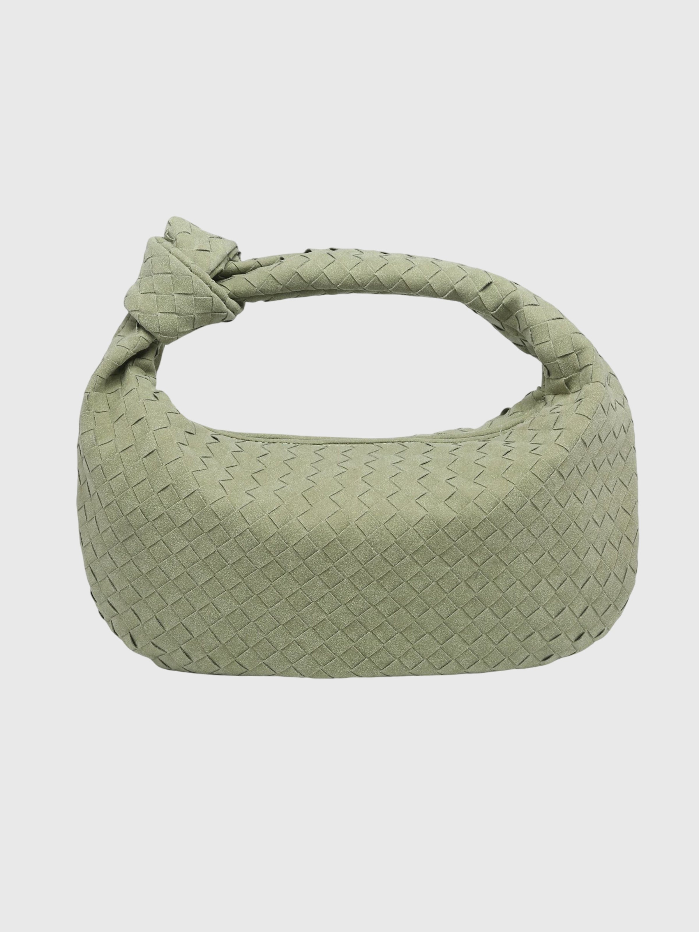 Celeste | Borsa Media Suede Intrecciata con Nodo