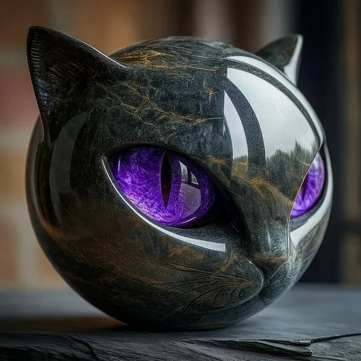 NyxCharm - Scultura di Gatto Nero Mistico