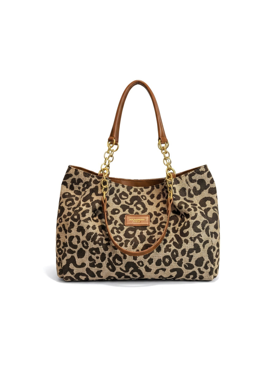 Gianna Boutique - Borsa a tracolla in tela leopardata
