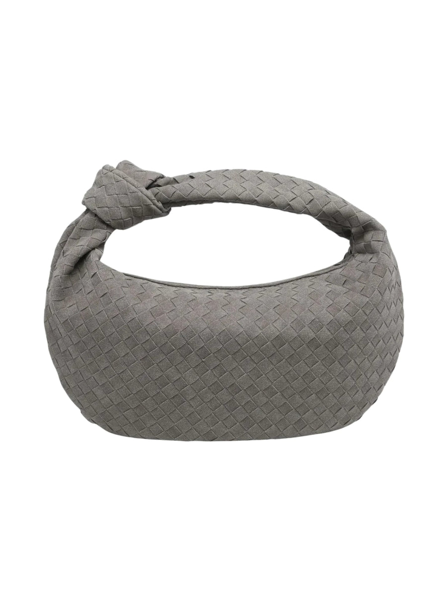 Celeste | Borsa Media Suede Intrecciata con Nodo