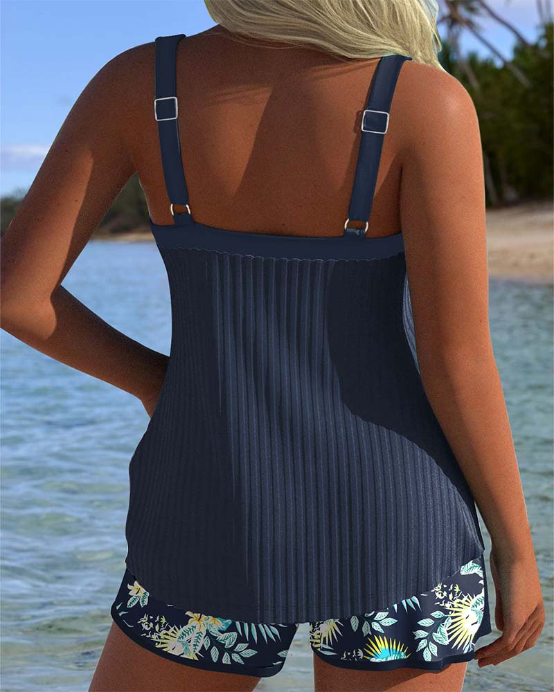 Angela | Costume da Bagno a Righe con Pantaloncini da Spiaggia