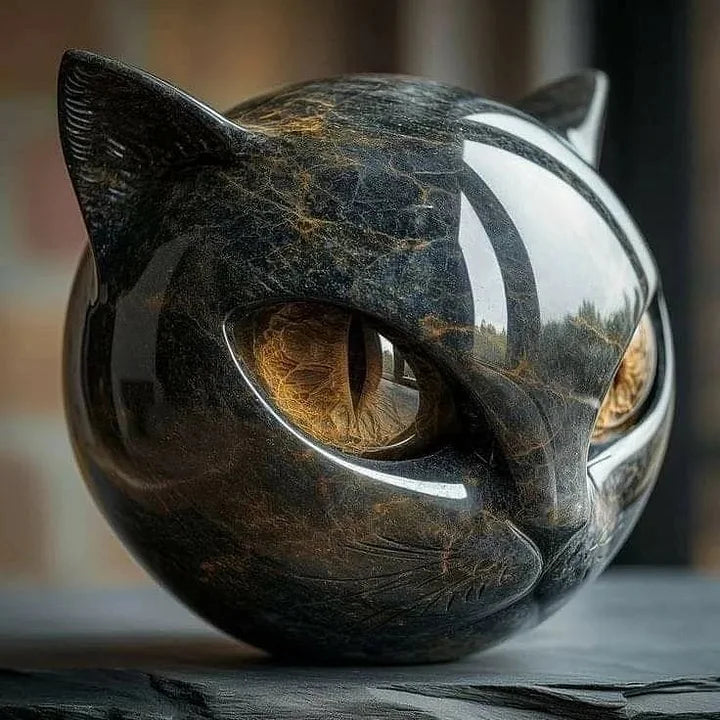 NyxCharm - Scultura di Gatto Nero Mistico