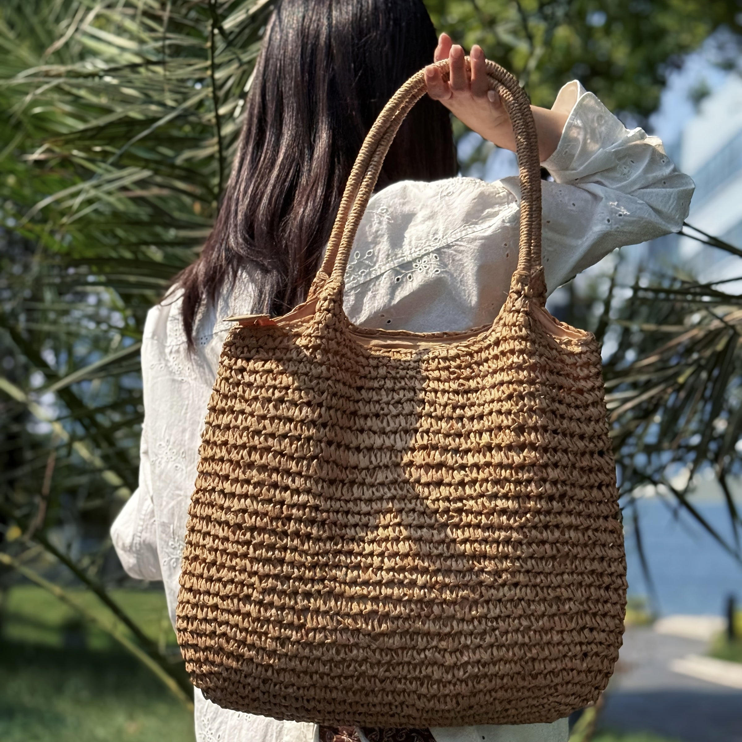 Matilde | Borsa a Tracolla in Paglia Intrecciata - Verde Salvia