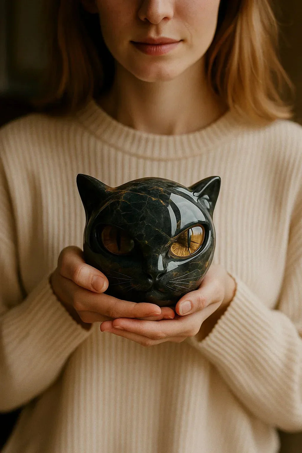 NyxCharm - Scultura di Gatto Nero Mistico