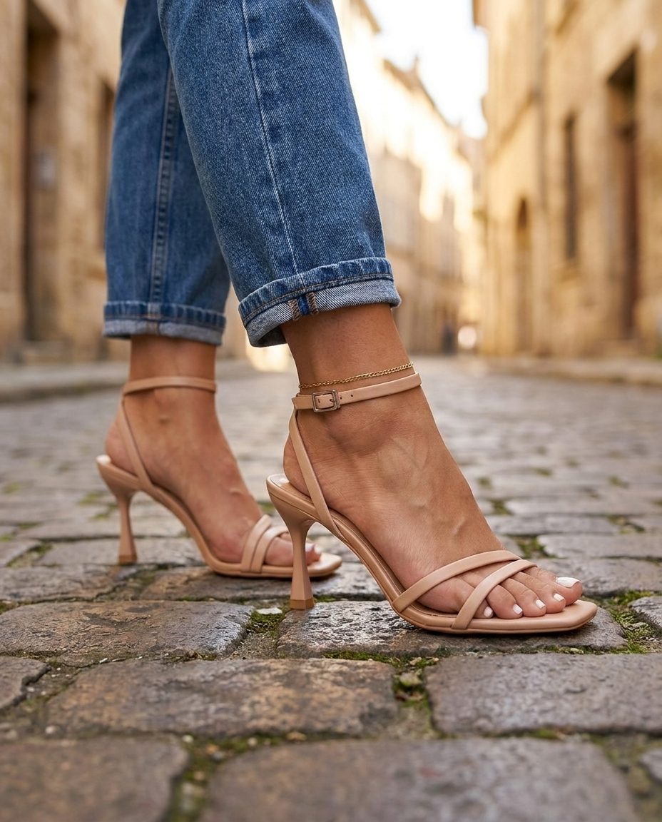 Sienna | Tacchi Scultorei Nudo con Cinturini