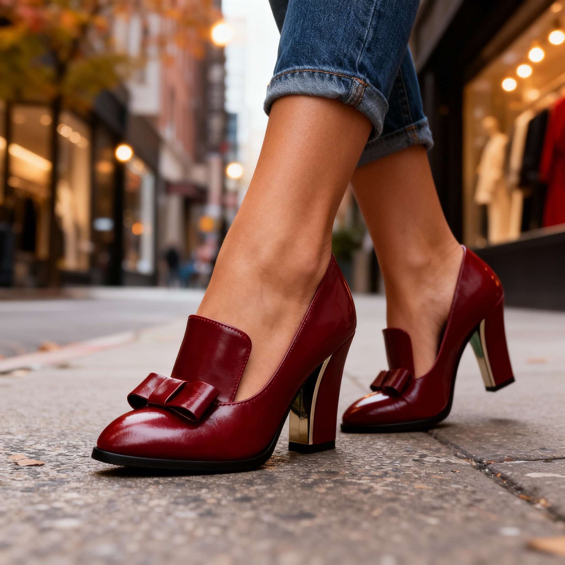 Lucette | Décolleté Mocassino con Fiocco e Tacco a Blocco