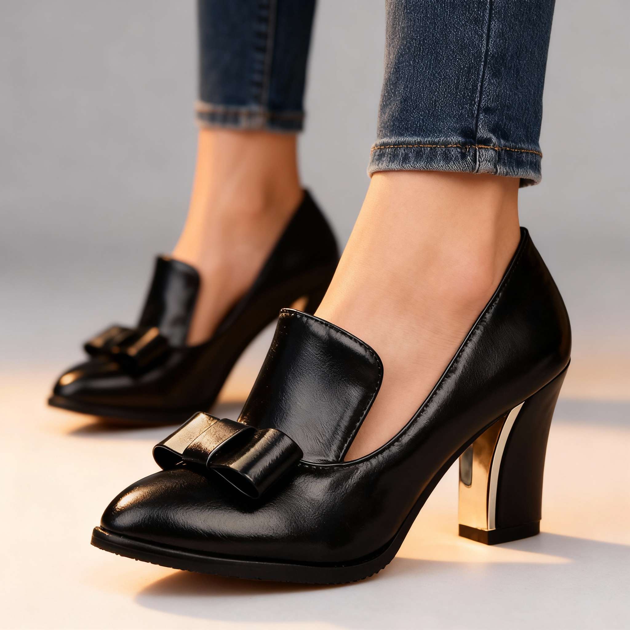 Lucette | Décolleté Mocassino con Fiocco e Tacco a Blocco