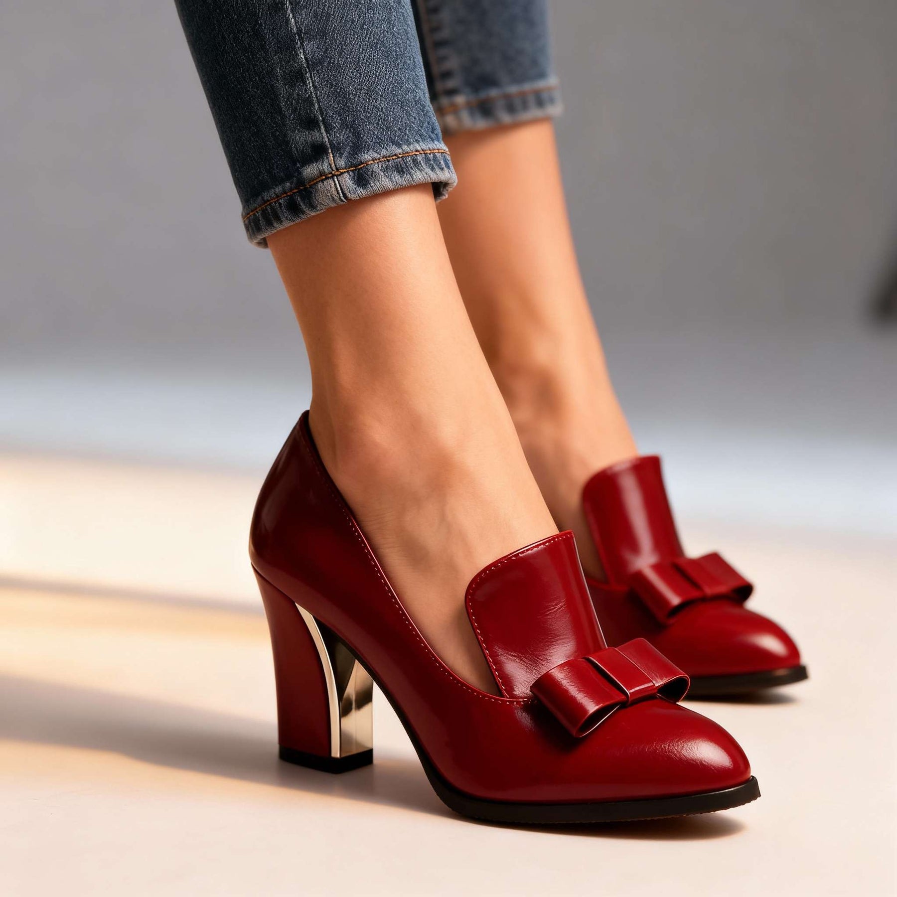 Lucette | Décolleté Mocassino con Fiocco e Tacco a Blocco