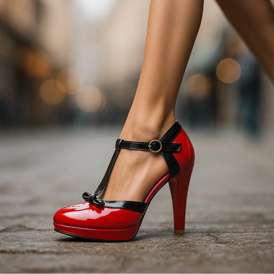 Valentina | Eleganti T-Strap-Pumps con Fiocco