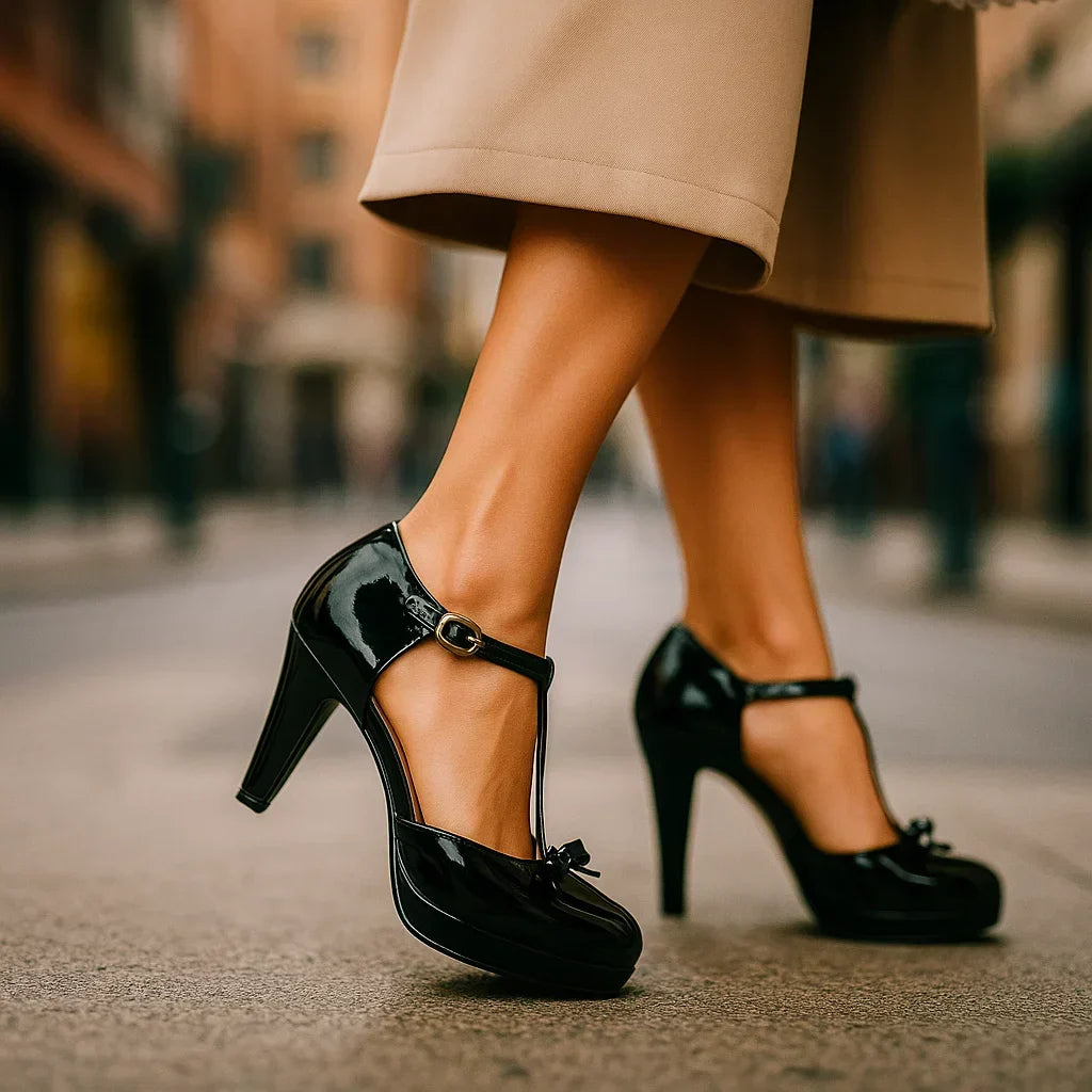 Valentina | Eleganti T-Strap-Pumps con Fiocco